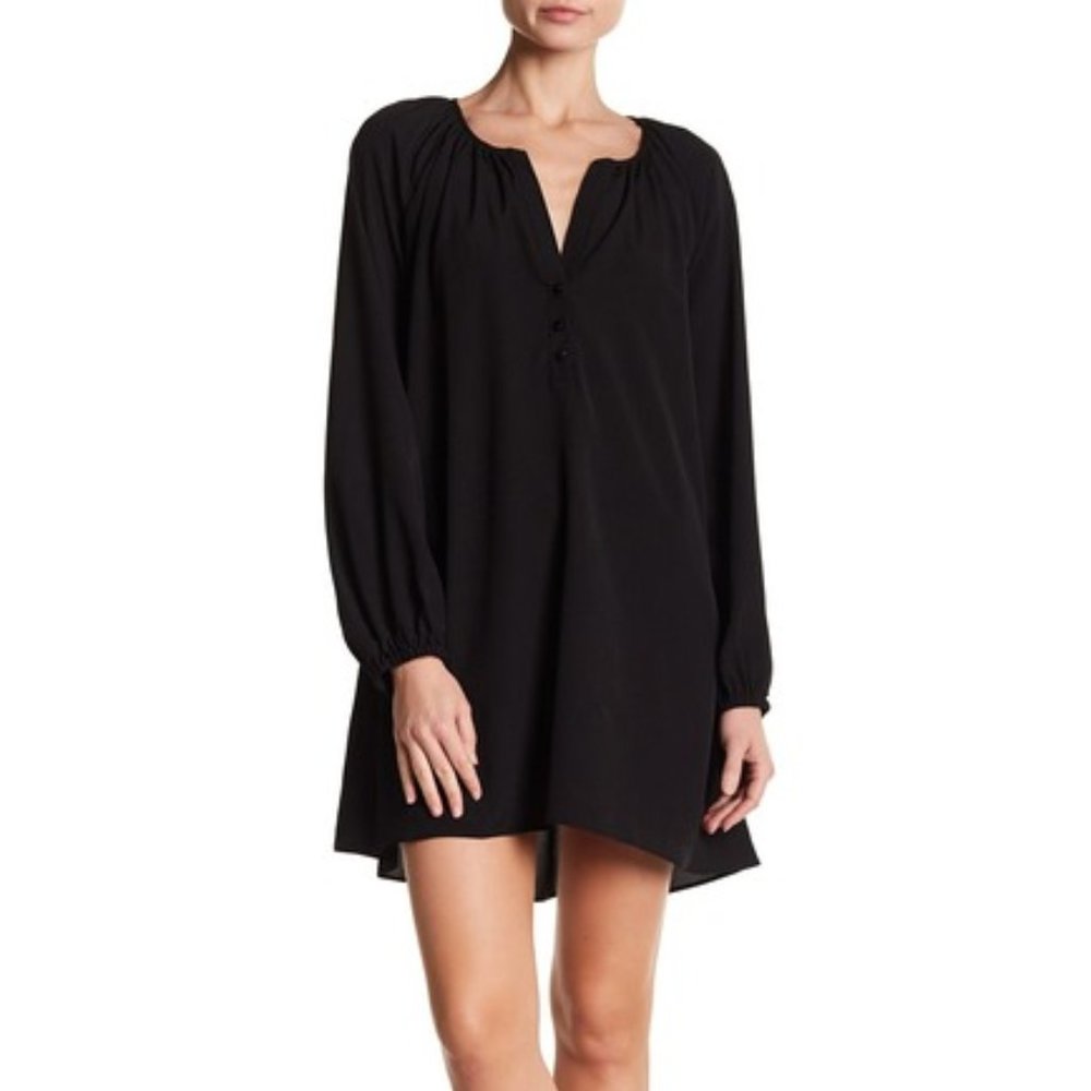 Sage Split Neck Bishop Sleeve Dress